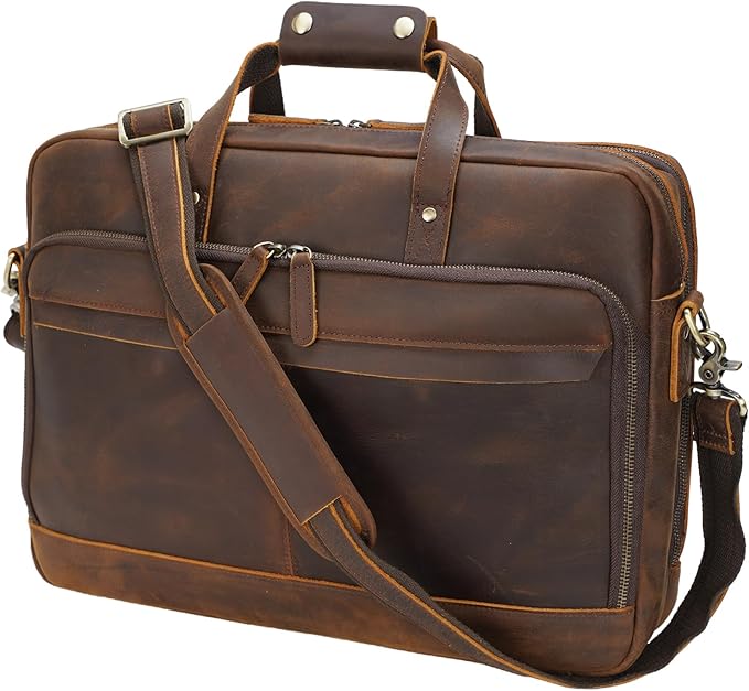 17-inch Crazy Horse Leather Briefcase