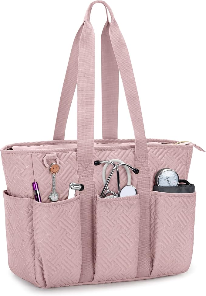 Pink Nurse Tote with Laptop Compartment