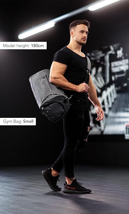Side view of gym duffle bag