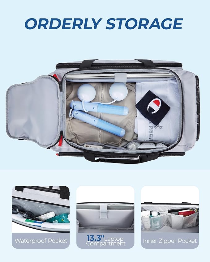 Storage compartments of sports duffel
